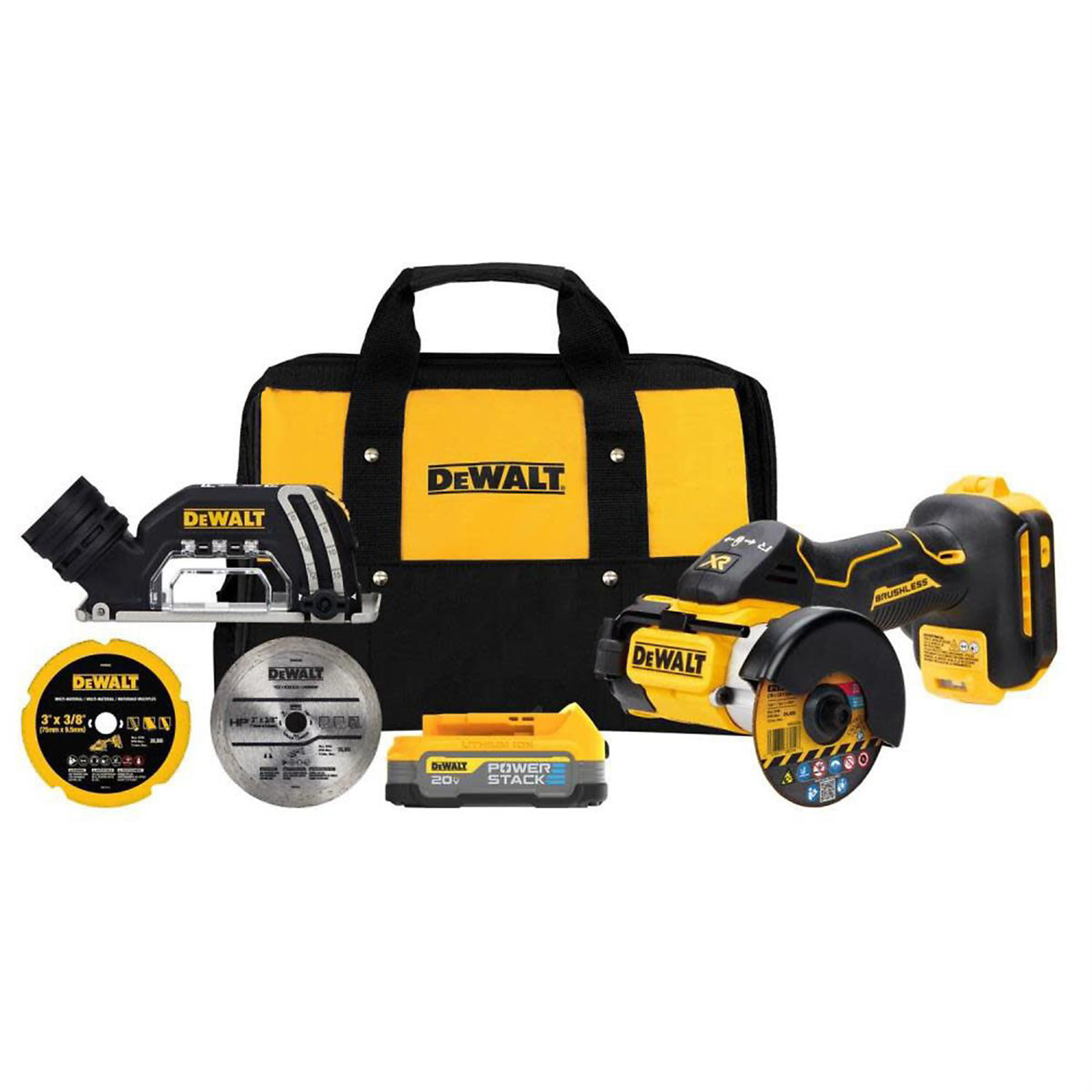 DeWalt Compact Cut-Off Tool Kit — 3in., Brushless Motor, LED Light, Tool-Free Depth Adjustment, Model# DWTDCS438E1